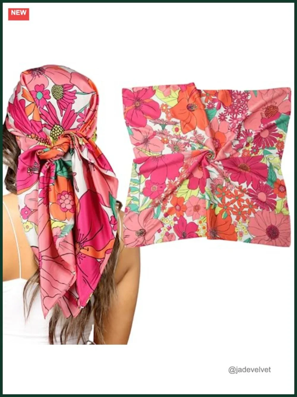 Large 35x35 Satin Head Scarf Hair Wrap Bandana Silk-Feeling Shawl